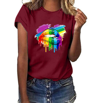 

Starmoon Women Girls Plus Size Lips Print Shirt Short Sleeve T Shirt Blouse Tops