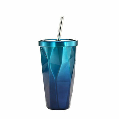 

500ML Stainless Steel Mug Fashion Travel Accompanying Cup Coffee Cup Straw