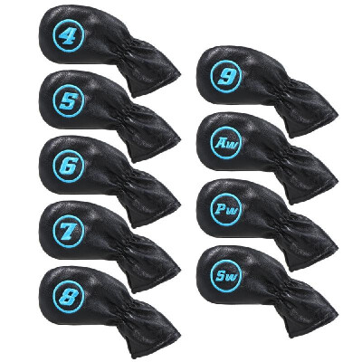 

9 Pcs Golf Iron Head Covers Set Club Headcovers with Elastic Band