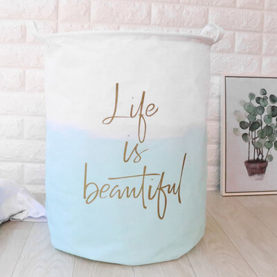 

〖Follure〗Waterproof Canvas Laundry Clothes Basket Storage Basket Folding Storage Box A