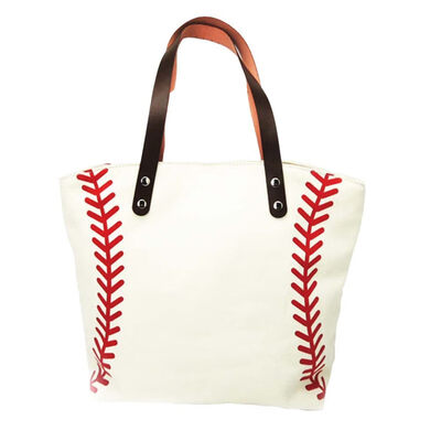 

Fashion Baseball Printed Large Capacity Women Shopping Tote Canvas Shoulder Bag