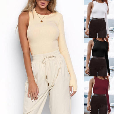 

Women Clubwear Playsuit Long Sleeve One Shoulder Sexy Bodycon Party Jumpsuit Top