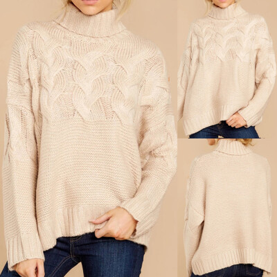 

〖Follure〗Women Office Lady Pullover Knitted Solid Color Long Sleeve Turtleneck Sweater
