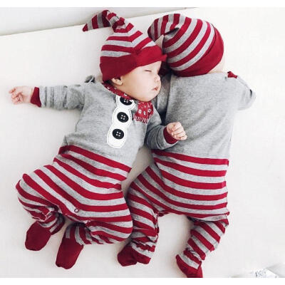 

Christmas Xmas Santa Baby Boys Girls Cotton Romper Jumpsuit Hat Outfits Clothes