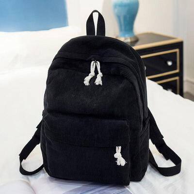 

Soft Fabric Bag Corduroy Design School Striped Backpack For Teenage Girls Women