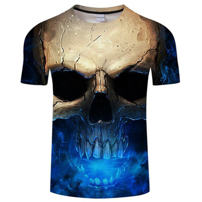 

Men Plus Size Casual 3D Skull Print Short Sleeves T-shirt