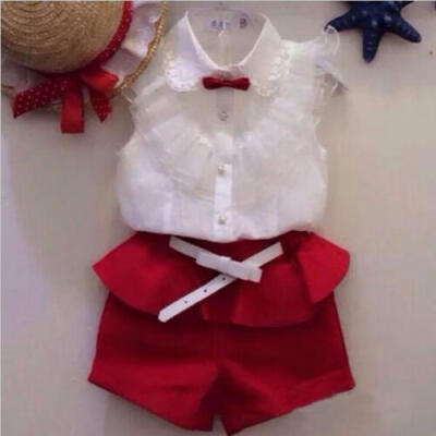 

Summer Kids Baby Girls Lace Floral Tops ShirtShort Pants Outfits Clothes Set