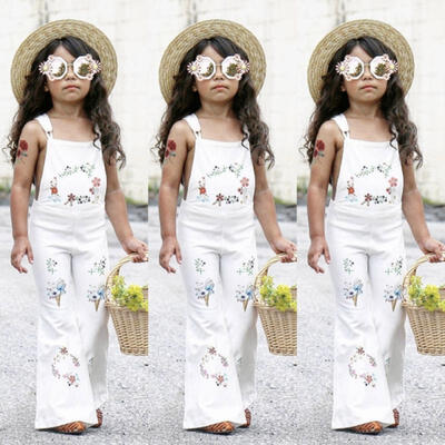 

Toddler Kids Baby Girls Floral Bib Pants Overalls Romper Clothes Outfits 1-6T