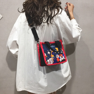 

Handbags handbags new 2019 casual wild cartoon cute canvas bag Korean version of the broadband shoulder Messenger bag