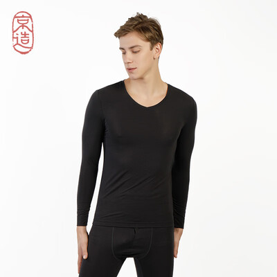 

Jingdong own brand Beijing made mens warm lightweight underwear skin moisturizing close-fitting Qiuyi Qiuqiu suit black V-neck XL code