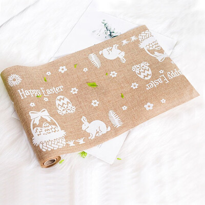 

Toponeto Easter Cotton Linen Rabbit Eggs Printed Tablecloth Home Decoration