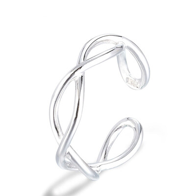 

New&Fashion Twist Wave Staggered Opening Ring Female Korean Fashion Plain Silver Tail Ring