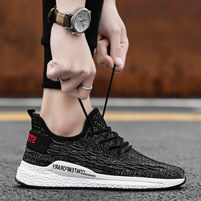 

Summer fly woven breathable sports casual running net shoes mens mesh tide shoes net red black shoes Korean version of the trend of mens shoes