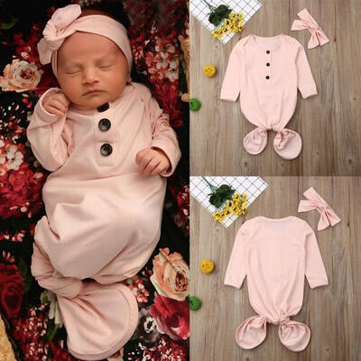 

Newborn Pink Sleeping Bag Baby Boy Girl Cotton Swaddle Wrap Swaddling Sleep Bag Blanket Headband 2Pcs Set 0-6M
