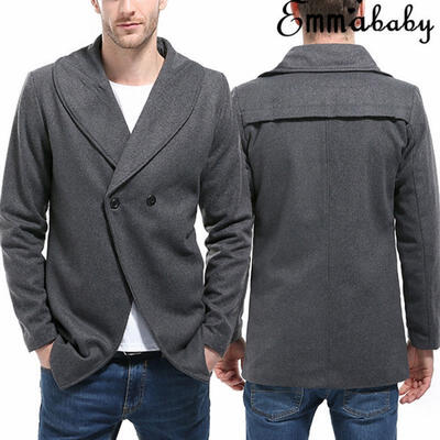 

Fashion Men Warm Winter Jacket Trench Long Outwear Coat Slim Double Breasted Overcoat