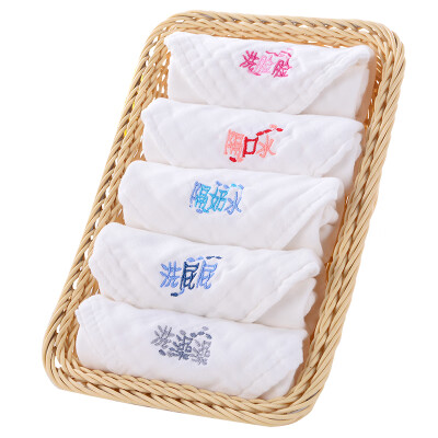 

Wit days baby gauze saliva towel baby towel 6 layers of cotton gauze 2424cm German brand embroidery classification 5 pieces