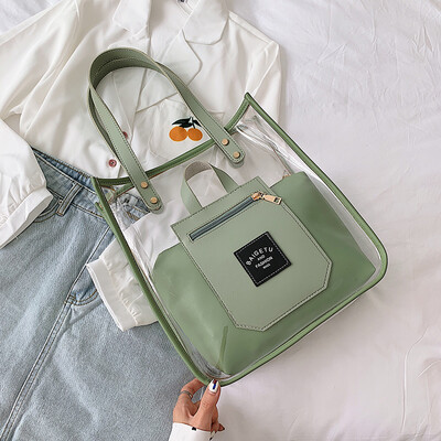 

Summer jelly bags small fresh&transparent womens new 2019 Korean version of Joker Tote portable shoulder bag