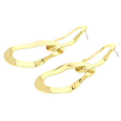 

European And American Style New Alloy Ear Fashion Jewelry For Women Jewelry Gold Color Double Ring Earrings