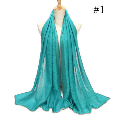 

Cross-border foreign trade monochrome encryption cotton&linen scarf stitching chain beads Muslim baotou wholesale MSL070