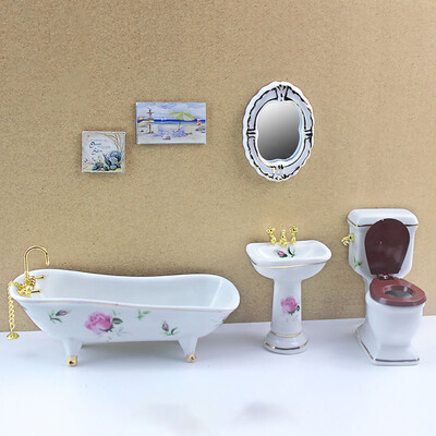 

Tailored Doll-house Miniature Scene Model Bathroom Set Decoration Pretend Play Toy