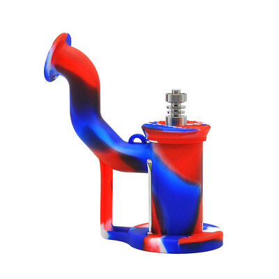 

Silicone Smoke Tubing Tobacco Smoking Holder Edible Portable Water Smoking Pipes with Wax Oil Jar&Stainless Steel Spoon Camou