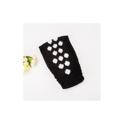 

Crochet Headbands Polka Dot Hair Accessories with Plastic Button Black 140x130x4mm