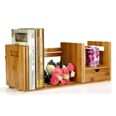 

Bamboo Adjustable Bookshelf Book Storage Organizer with Single Drawer for Bedroom Office Adjustable BookshelfBookshelf