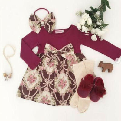 

Toddler Baby Girl Long Sleeve Flower Pageant Party Princess Tutu Dresses Clothes