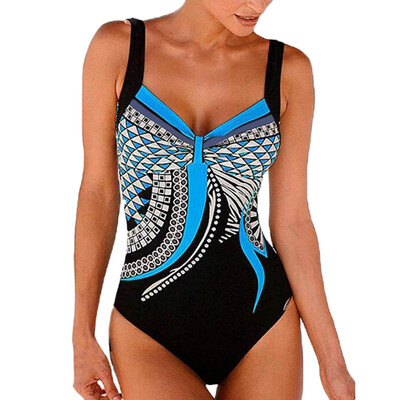 

Saidsome Women Summer Backless Sexy Print Swimwear Beachwear Siamese Swimsuit Bikini Set