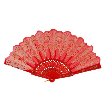 

Siaonvr Chinese Traditional Hollow Fan Wooden Hand Made Exquisite Folding Wedding Gift