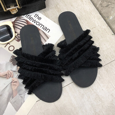 

Slippers women wear summer Korean version of Joker flat bottom drag fashion comfortable fairy sandals