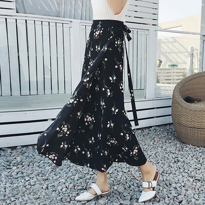 

Floral Womens Summer Skirts Below The Knee Korean Style Fairy Elegant Casual