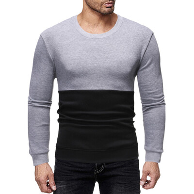 

Toponeto Men New Fashion Autumn Winter Long Sleeve Sweatshirt Patchwork Tops Blouse