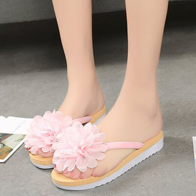 

Rose Fashion Women Summer Flip Flops Slipper Flower Flat With Beach Slippers Slides