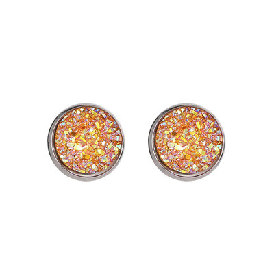 

Temperament Geometric Round Star Shaped Stud Earring Symmetrical Inlay Color Stainless Steel Wild Earbob