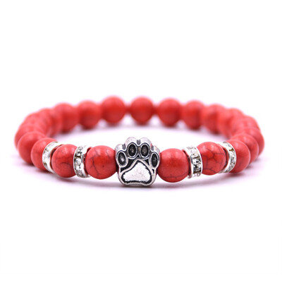 

Stone Bead Yoga Bracelet Dog Hand Paw Elastic Rope Bead Bracelet Fashion Men Women Jewelry