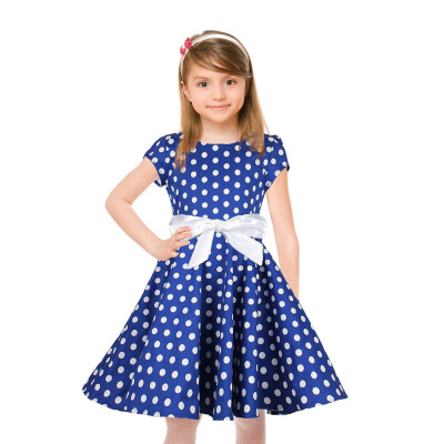 

Kids Girls Vintage Dress Polka Dot Princess Swing Rockabilly Party Dresses