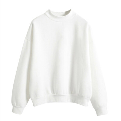 

Toponeto Women O-Neck Solid Color Turtleneck Long Sleeve Plus Velvet Sweatshirt