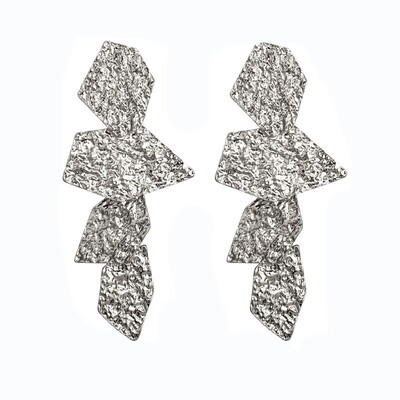 

EK258 New Vintage Geometric Metal Drop Earring Irragular Pattern Long Pendant Earring Jewelry Party Statement Gold Color Brincos