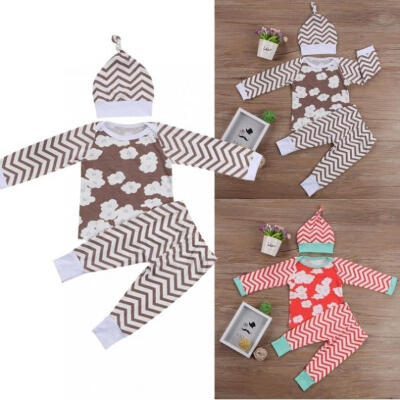 

3PCS Newborn Infant Baby Girl Boy Clothes T-shirt TopPants Bodysuit Outfit Set