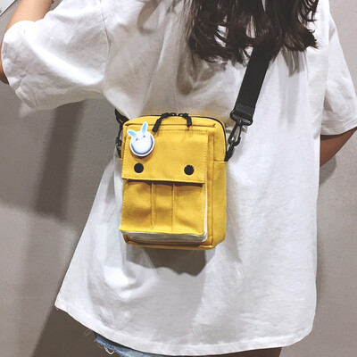 

Ins super fire on the new canvas casual slung packet female 2019 new Korean version of the wild net red shoulder small square bag