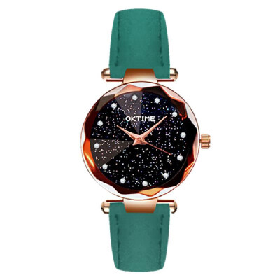 

Women Fashion Brilliant Starry Night Dial Watch Lady Simple Exquisite Metal Quartz Wrist Watch