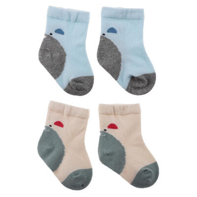 

2pairsset 0-6M Baby Boys Girls Warm Socks Splicing Color Soft Short Sock