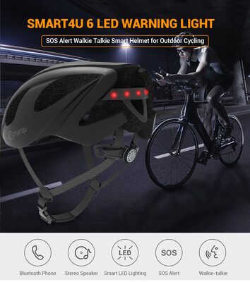 

Smart4u SH55M 6 LED Warning Light Smart Helmet SOS Alert Walkie Talkie Cycling