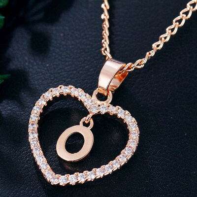 

Womens Heart Pendant Necklace with Cubic Zirconia&Letter Pendant Necklace Gift for Women or Girls