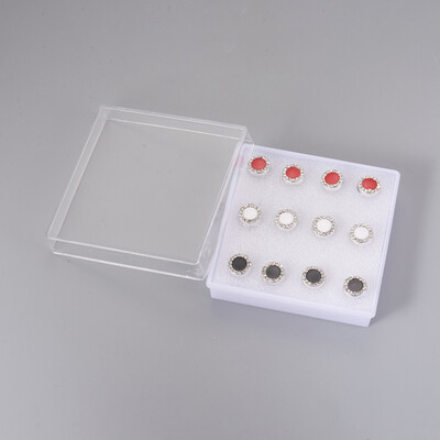 

Plastic Stud Earrings with Ear Nuts Enamel&Rhinestone Flat Round Mixed Color 9x25mm Pin 1mm 6pairsbox