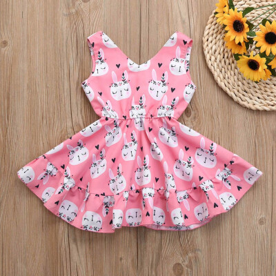 

Easter Children Kids Baby Girls Sleeveless Rabbit Print Princess Vest Dress