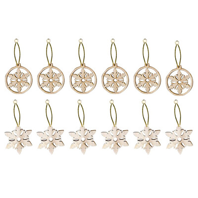 

Tailored Christmas Snowflakes Wooden Pendants Christmas Tree Ornaments Home Decor 12Pcs