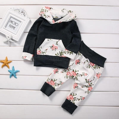 

Newborn Baby Boy Girl Kids Hooded Tops Long Pants Outfit Clothes Set 2Pcs