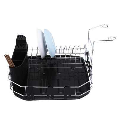 

Greensen Chrome Plated Dish Drying Rack Kitchen Wine Cups Knife Fork Storage Holder